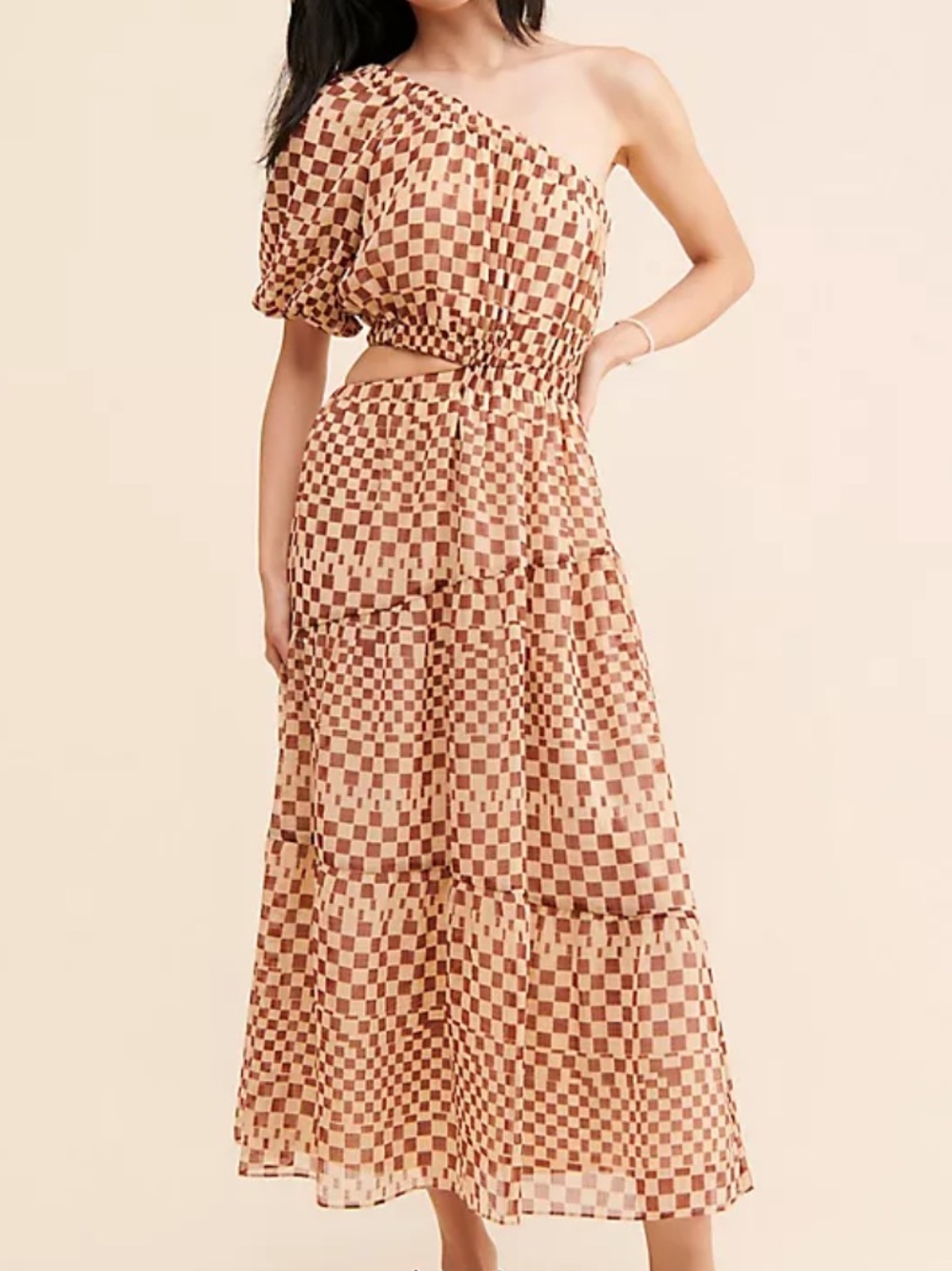 Moon River One Shouldered Checkered Dress sz. XS